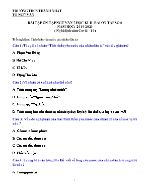 Bài tập ôn tập Ngữ văn 7 học kì II - Bài ôn tập số 6 - Năm học 2019-2020 (Nghỉ dịch cúm Covid-19) - Trường THCS Thành Nhất